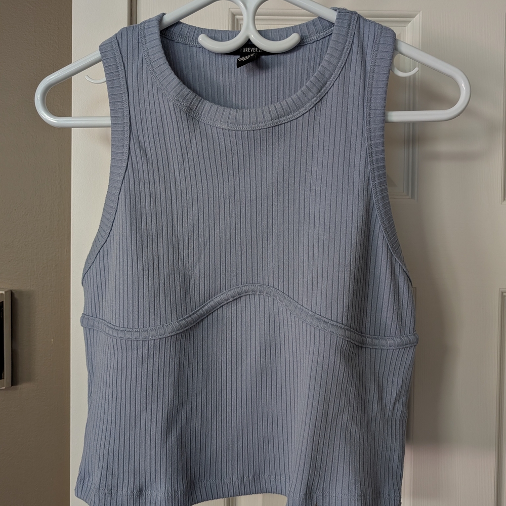 Forever 21 Gray Ribbed Crop Tank Top